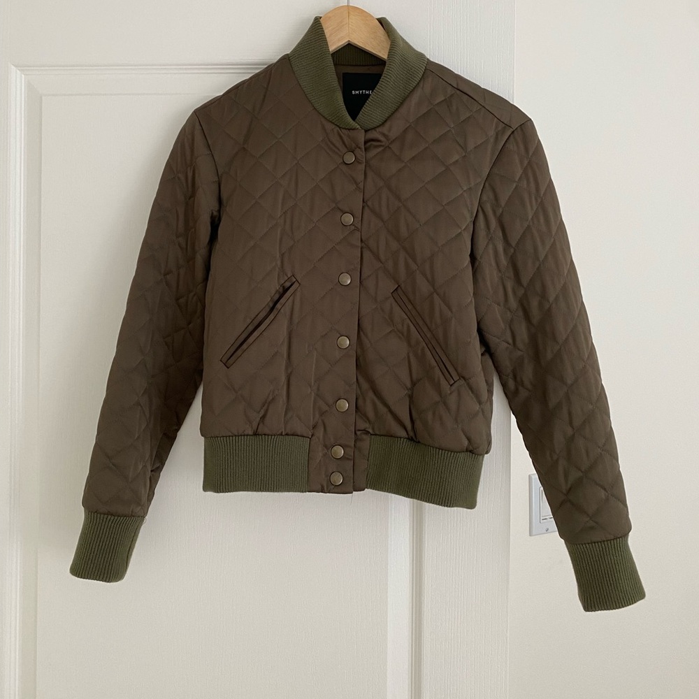 Smythe Olive Green Quilted Bomber Jacket